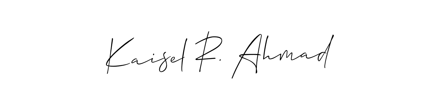 Similarly Allison_Script is the best handwritten signature design. Signature creator online .You can use it as an online autograph creator for name Kaisel R. Ahmad. Kaisel R. Ahmad signature style 2 images and pictures png