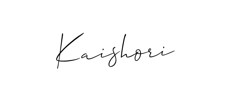 Allison_Script is a professional signature style that is perfect for those who want to add a touch of class to their signature. It is also a great choice for those who want to make their signature more unique. Get Kaishori name to fancy signature for free. Kaishori signature style 2 images and pictures png