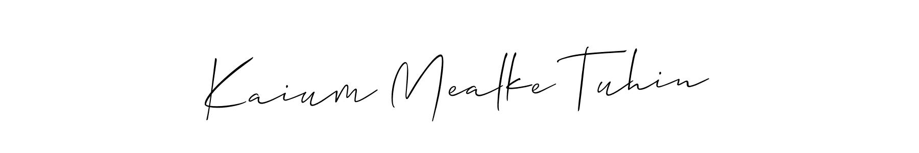 This is the best signature style for the Kaium Mealke Tuhin name. Also you like these signature font (Allison_Script). Mix name signature. Kaium Mealke Tuhin signature style 2 images and pictures png