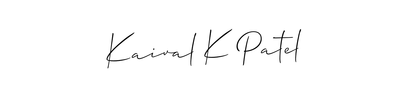 Allison_Script is a professional signature style that is perfect for those who want to add a touch of class to their signature. It is also a great choice for those who want to make their signature more unique. Get Kaival K Patel name to fancy signature for free. Kaival K Patel signature style 2 images and pictures png