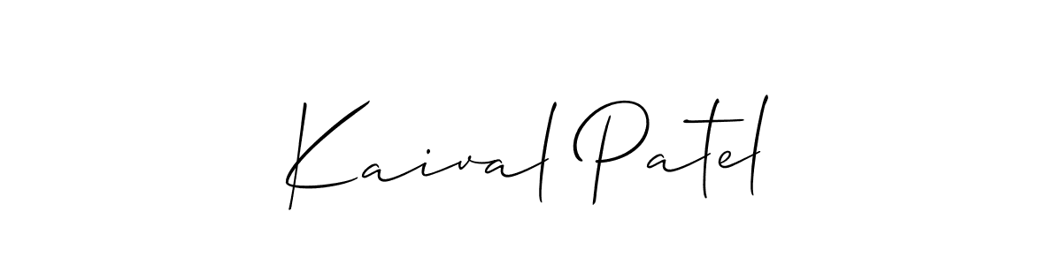 The best way (Allison_Script) to make a short signature is to pick only two or three words in your name. The name Kaival Patel include a total of six letters. For converting this name. Kaival Patel signature style 2 images and pictures png