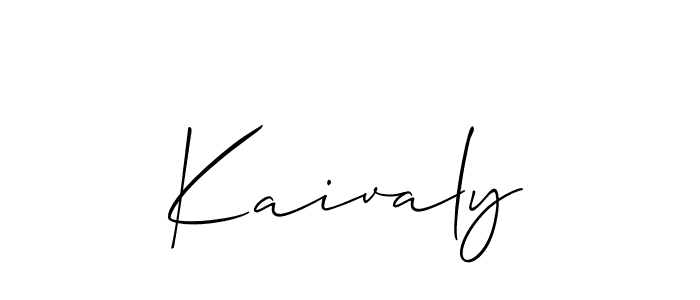 The best way (Allison_Script) to make a short signature is to pick only two or three words in your name. The name Kaivaly include a total of six letters. For converting this name. Kaivaly signature style 2 images and pictures png
