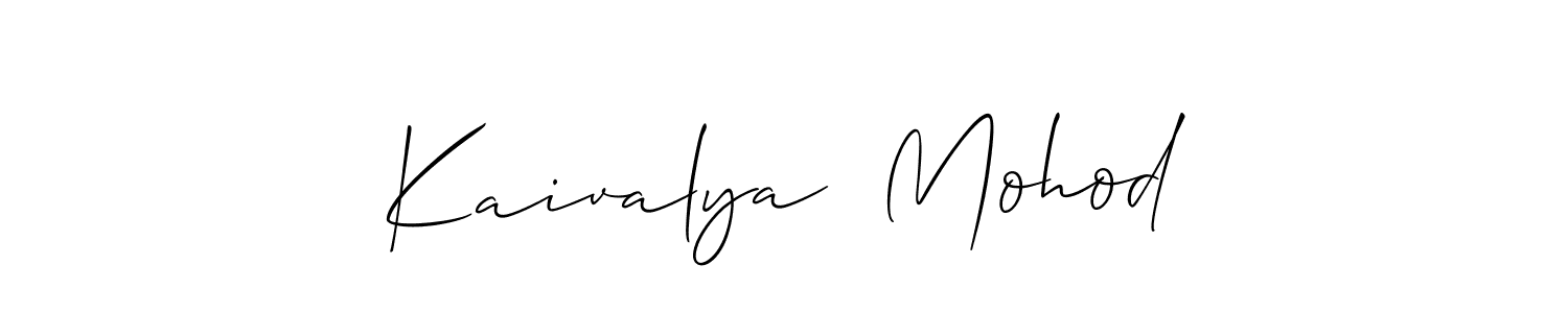 How to make Kaivalya  Mohod name signature. Use Allison_Script style for creating short signs online. This is the latest handwritten sign. Kaivalya  Mohod signature style 2 images and pictures png