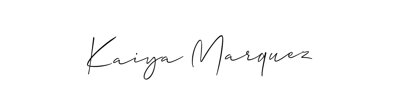 Allison_Script is a professional signature style that is perfect for those who want to add a touch of class to their signature. It is also a great choice for those who want to make their signature more unique. Get Kaiya Marquez name to fancy signature for free. Kaiya Marquez signature style 2 images and pictures png