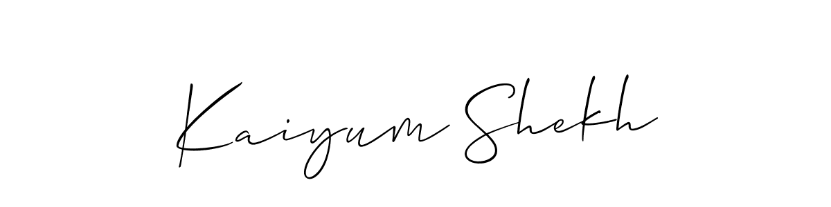 Create a beautiful signature design for name Kaiyum Shekh. With this signature (Allison_Script) fonts, you can make a handwritten signature for free. Kaiyum Shekh signature style 2 images and pictures png