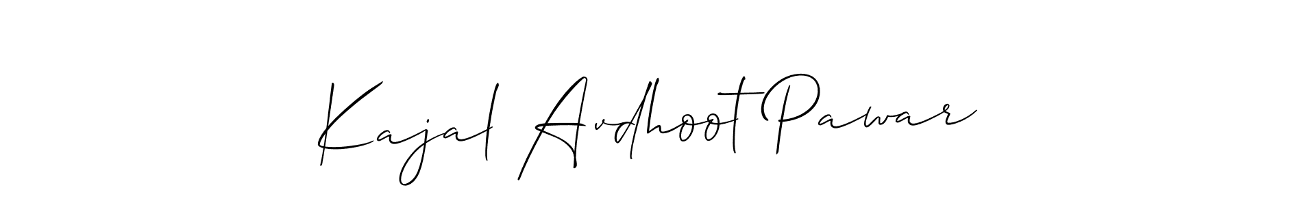 How to make Kajal Avdhoot Pawar name signature. Use Allison_Script style for creating short signs online. This is the latest handwritten sign. Kajal Avdhoot Pawar signature style 2 images and pictures png