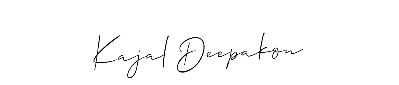 Also You can easily find your signature by using the search form. We will create Kajal Deepakon name handwritten signature images for you free of cost using Allison_Script sign style. Kajal Deepakon signature style 2 images and pictures png