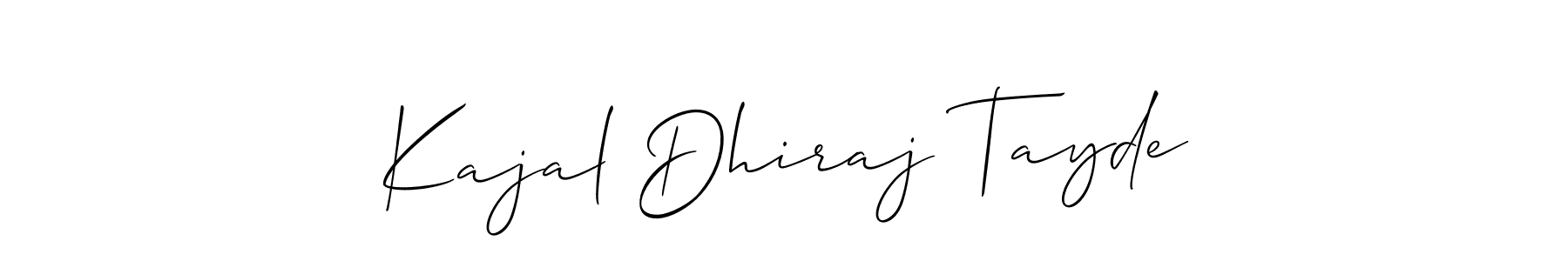 if you are searching for the best signature style for your name Kajal Dhiraj Tayde. so please give up your signature search. here we have designed multiple signature styles  using Allison_Script. Kajal Dhiraj Tayde signature style 2 images and pictures png