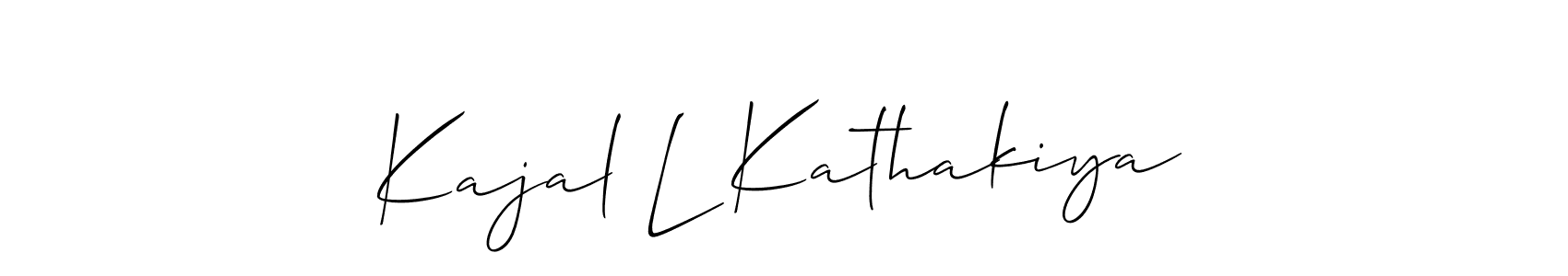 Make a beautiful signature design for name Kajal L Kathakiya. With this signature (Allison_Script) style, you can create a handwritten signature for free. Kajal L Kathakiya signature style 2 images and pictures png