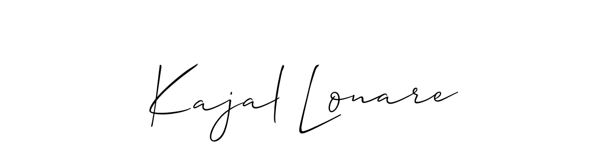 This is the best signature style for the Kajal Lonare name. Also you like these signature font (Allison_Script). Mix name signature. Kajal Lonare signature style 2 images and pictures png