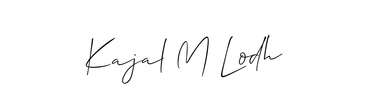 The best way (Allison_Script) to make a short signature is to pick only two or three words in your name. The name Kajal M Lodh include a total of six letters. For converting this name. Kajal M Lodh signature style 2 images and pictures png