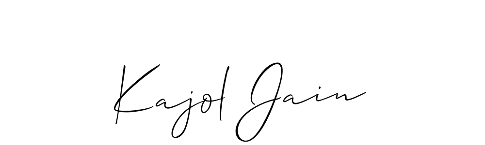 The best way (Allison_Script) to make a short signature is to pick only two or three words in your name. The name Kajol Jain include a total of six letters. For converting this name. Kajol Jain signature style 2 images and pictures png