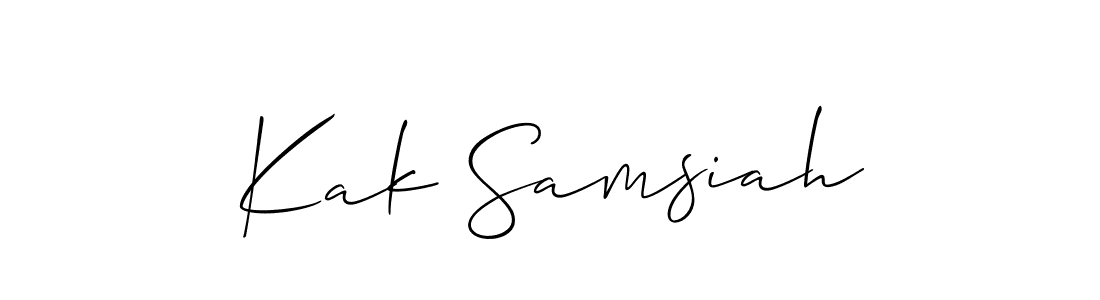 Use a signature maker to create a handwritten signature online. With this signature software, you can design (Allison_Script) your own signature for name Kak Samsiah. Kak Samsiah signature style 2 images and pictures png