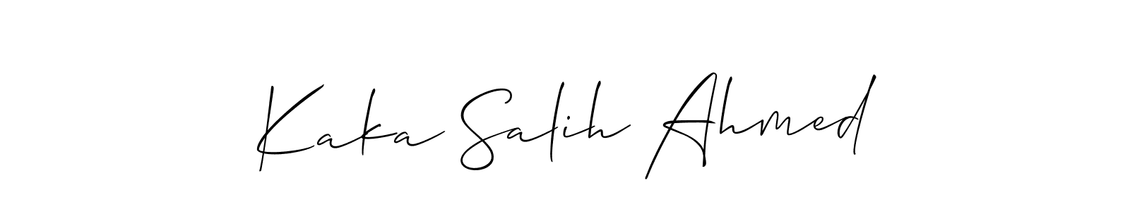 It looks lik you need a new signature style for name Kaka Salih Ahmed. Design unique handwritten (Allison_Script) signature with our free signature maker in just a few clicks. Kaka Salih Ahmed signature style 2 images and pictures png