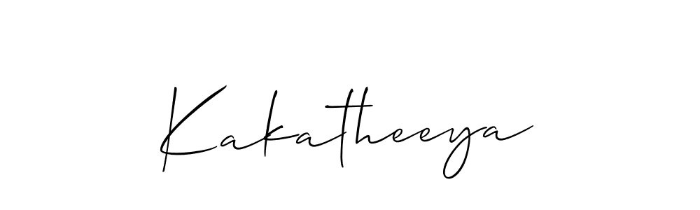 Use a signature maker to create a handwritten signature online. With this signature software, you can design (Allison_Script) your own signature for name Kakatheeya. Kakatheeya signature style 2 images and pictures png