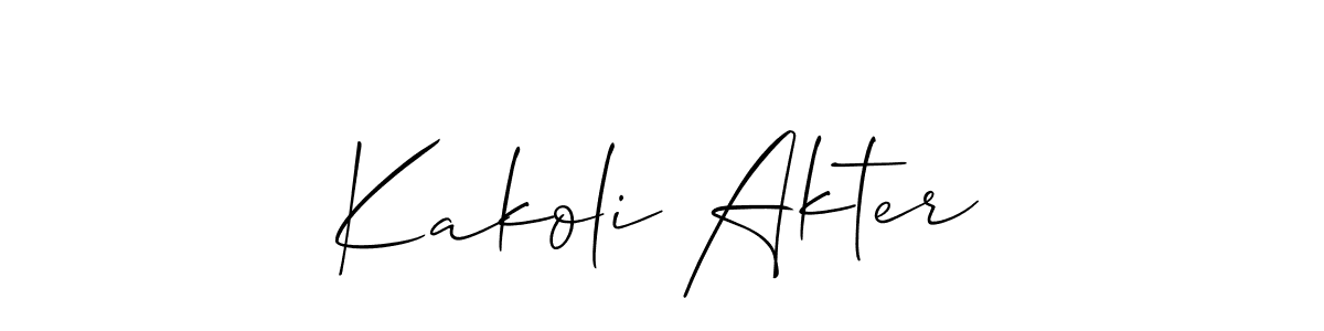 Use a signature maker to create a handwritten signature online. With this signature software, you can design (Allison_Script) your own signature for name Kakoli Akter. Kakoli Akter signature style 2 images and pictures png