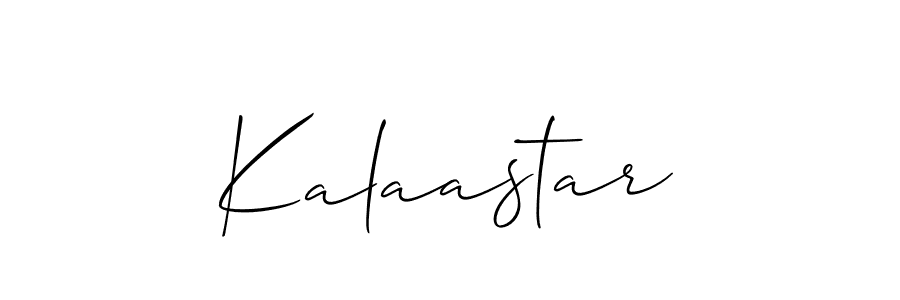 Use a signature maker to create a handwritten signature online. With this signature software, you can design (Allison_Script) your own signature for name Kalaastar. Kalaastar signature style 2 images and pictures png