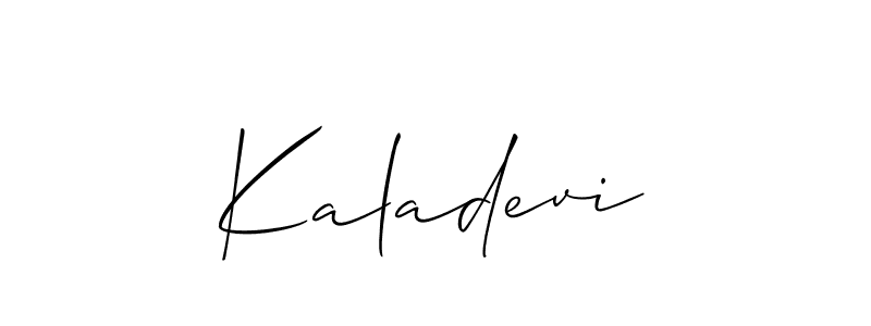 Similarly Allison_Script is the best handwritten signature design. Signature creator online .You can use it as an online autograph creator for name Kaladevi. Kaladevi signature style 2 images and pictures png