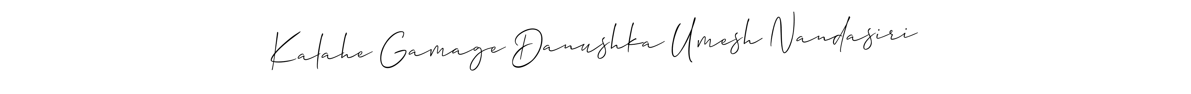 Use a signature maker to create a handwritten signature online. With this signature software, you can design (Allison_Script) your own signature for name Kalahe Gamage Danushka Umesh Nandasiri. Kalahe Gamage Danushka Umesh Nandasiri signature style 2 images and pictures png