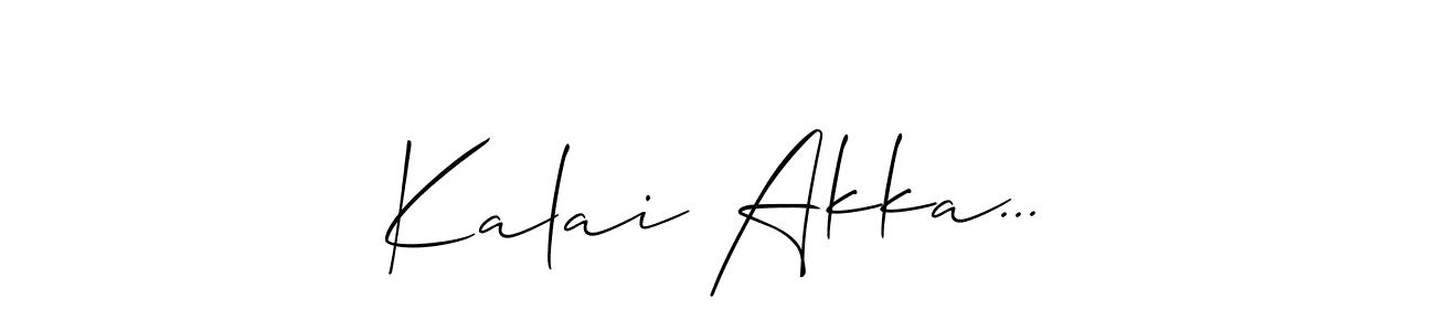 Create a beautiful signature design for name Kalai Akka.... With this signature (Allison_Script) fonts, you can make a handwritten signature for free. Kalai Akka... signature style 2 images and pictures png