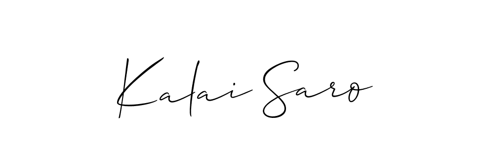 The best way (Allison_Script) to make a short signature is to pick only two or three words in your name. The name Kalai Saro include a total of six letters. For converting this name. Kalai Saro signature style 2 images and pictures png