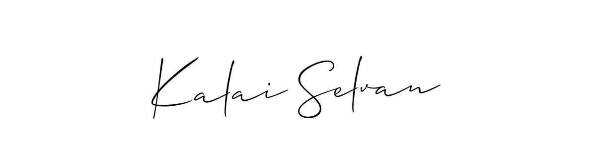 Make a short Kalai Selvan signature style. Manage your documents anywhere anytime using Allison_Script. Create and add eSignatures, submit forms, share and send files easily. Kalai Selvan signature style 2 images and pictures png