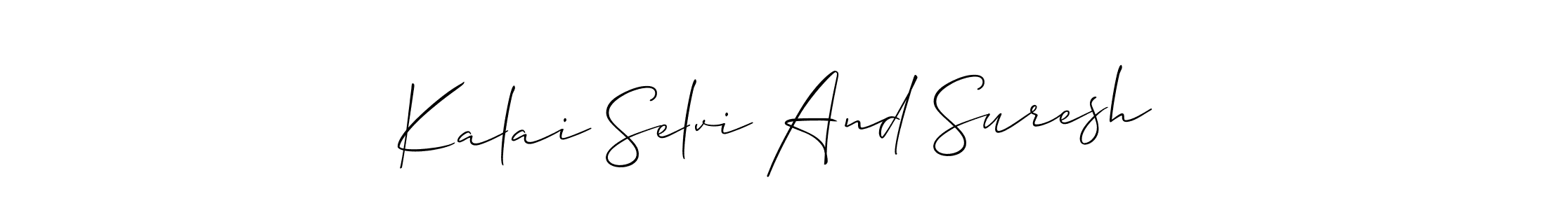 if you are searching for the best signature style for your name Kalai Selvi And Suresh. so please give up your signature search. here we have designed multiple signature styles  using Allison_Script. Kalai Selvi And Suresh signature style 2 images and pictures png
