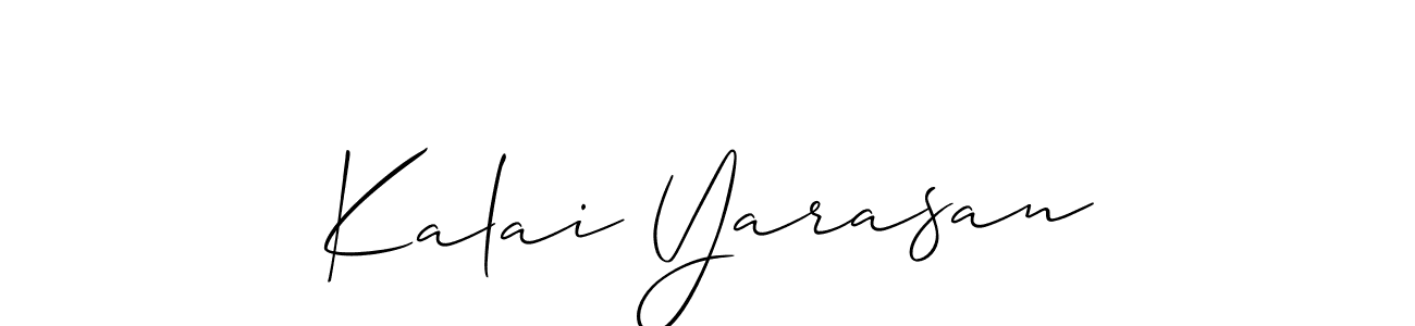 Similarly Allison_Script is the best handwritten signature design. Signature creator online .You can use it as an online autograph creator for name Kalai Yarasan. Kalai Yarasan signature style 2 images and pictures png