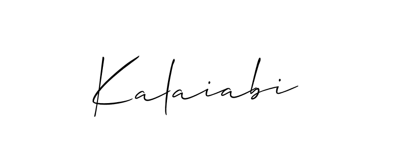 You should practise on your own different ways (Allison_Script) to write your name (Kalaiabi) in signature. don't let someone else do it for you. Kalaiabi signature style 2 images and pictures png