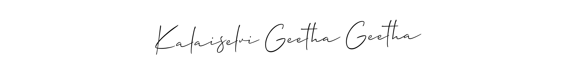 You should practise on your own different ways (Allison_Script) to write your name (Kalaiselvi Geetha Geetha) in signature. don't let someone else do it for you. Kalaiselvi Geetha Geetha signature style 2 images and pictures png
