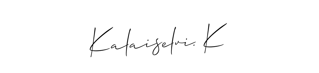 You can use this online signature creator to create a handwritten signature for the name Kalaiselvi. K. This is the best online autograph maker. Kalaiselvi. K signature style 2 images and pictures png