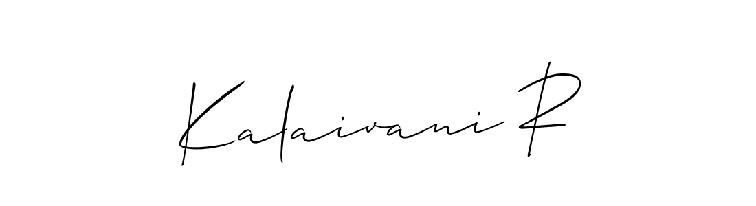 How to make Kalaivani R signature? Allison_Script is a professional autograph style. Create handwritten signature for Kalaivani R name. Kalaivani R signature style 2 images and pictures png