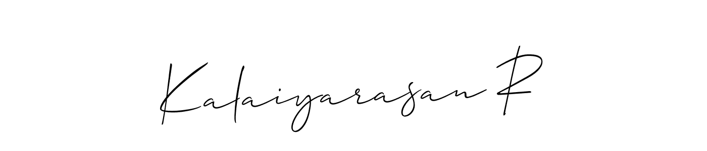 Create a beautiful signature design for name Kalaiyarasan R. With this signature (Allison_Script) fonts, you can make a handwritten signature for free. Kalaiyarasan R signature style 2 images and pictures png