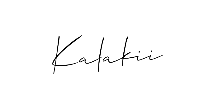 The best way (Allison_Script) to make a short signature is to pick only two or three words in your name. The name Kalakii include a total of six letters. For converting this name. Kalakii signature style 2 images and pictures png