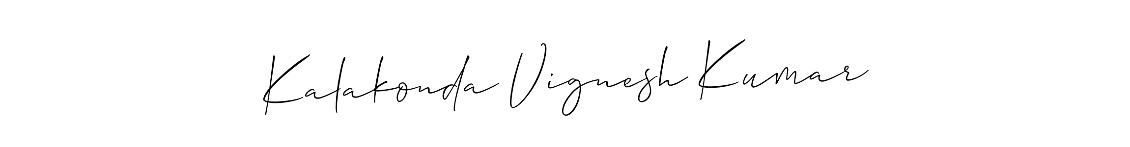 Allison_Script is a professional signature style that is perfect for those who want to add a touch of class to their signature. It is also a great choice for those who want to make their signature more unique. Get Kalakonda Vignesh Kumar name to fancy signature for free. Kalakonda Vignesh Kumar signature style 2 images and pictures png