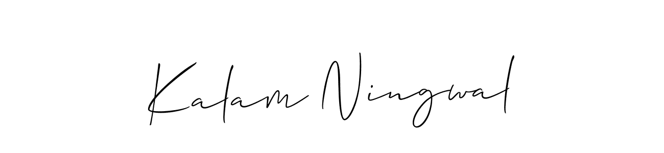 Also You can easily find your signature by using the search form. We will create Kalam Ningwal name handwritten signature images for you free of cost using Allison_Script sign style. Kalam Ningwal signature style 2 images and pictures png