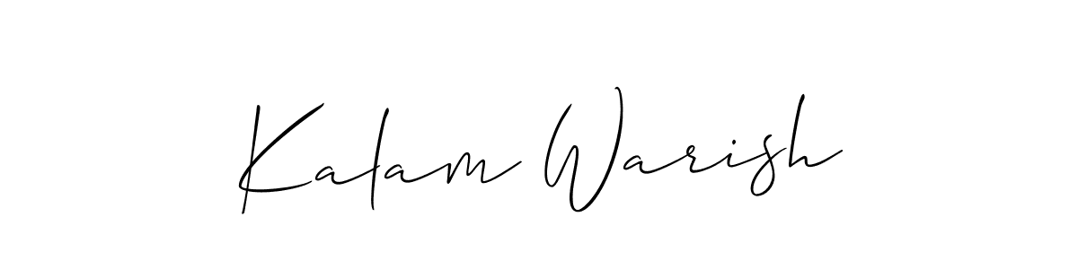 The best way (Allison_Script) to make a short signature is to pick only two or three words in your name. The name Kalam Warish include a total of six letters. For converting this name. Kalam Warish signature style 2 images and pictures png