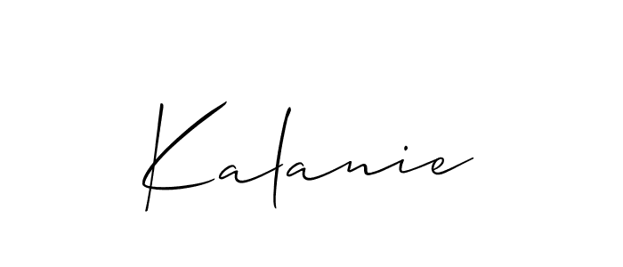 Allison_Script is a professional signature style that is perfect for those who want to add a touch of class to their signature. It is also a great choice for those who want to make their signature more unique. Get Kalanie name to fancy signature for free. Kalanie signature style 2 images and pictures png