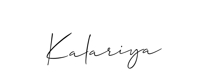 Use a signature maker to create a handwritten signature online. With this signature software, you can design (Allison_Script) your own signature for name Kalariya. Kalariya signature style 2 images and pictures png