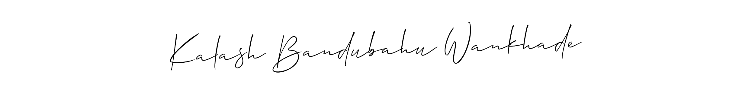 Allison_Script is a professional signature style that is perfect for those who want to add a touch of class to their signature. It is also a great choice for those who want to make their signature more unique. Get Kalash Bandubahu Wankhade name to fancy signature for free. Kalash Bandubahu Wankhade signature style 2 images and pictures png