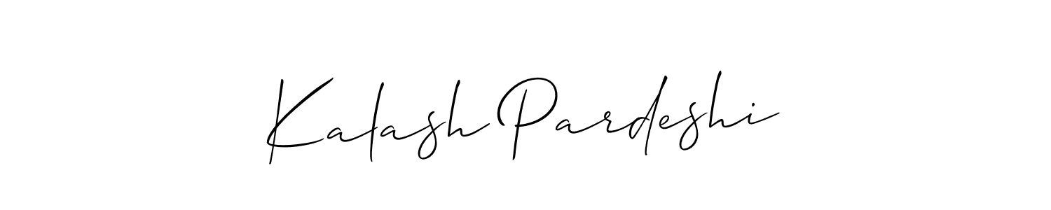 It looks lik you need a new signature style for name Kalash Pardeshi. Design unique handwritten (Allison_Script) signature with our free signature maker in just a few clicks. Kalash Pardeshi signature style 2 images and pictures png
