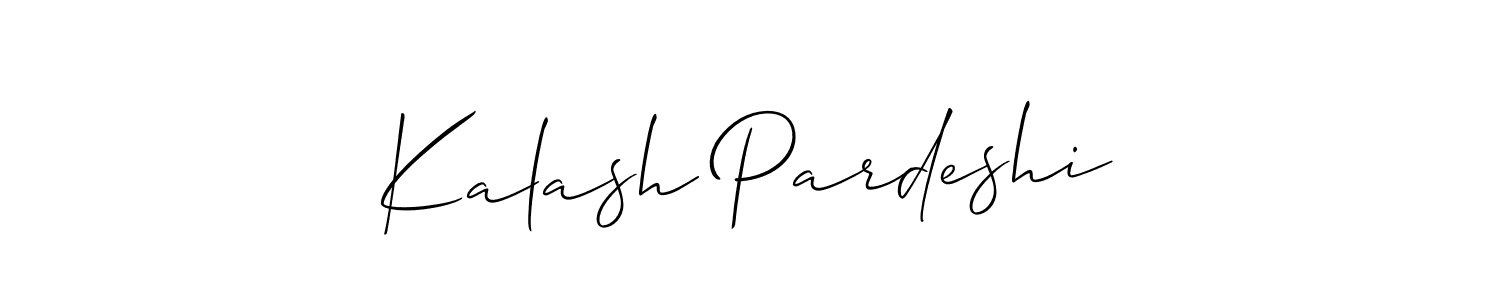 Use a signature maker to create a handwritten signature online. With this signature software, you can design (Allison_Script) your own signature for name Kalash Pardeshi. Kalash Pardeshi signature style 2 images and pictures png