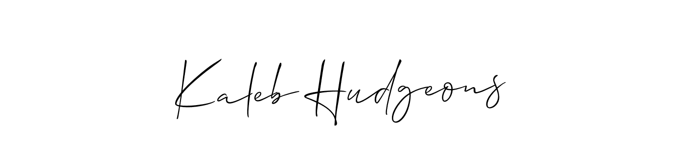 Make a beautiful signature design for name Kaleb Hudgeons. With this signature (Allison_Script) style, you can create a handwritten signature for free. Kaleb Hudgeons signature style 2 images and pictures png