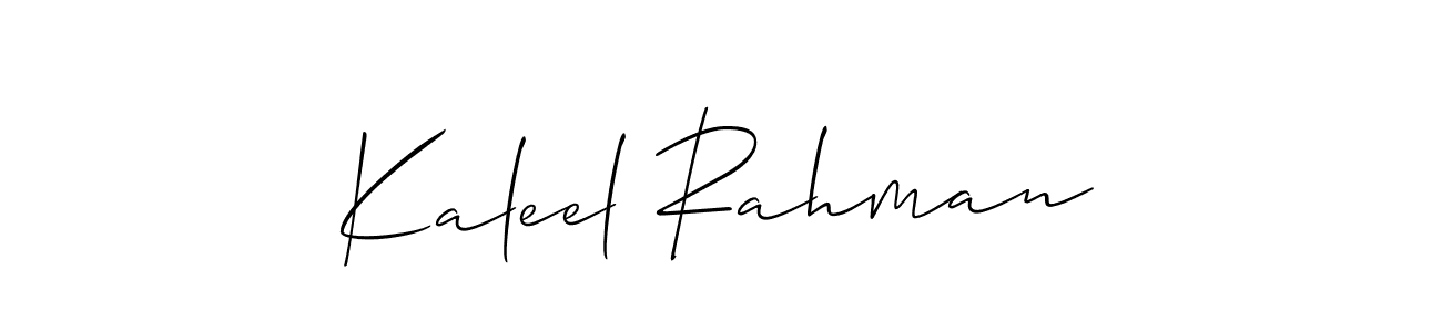 Also we have Kaleel Rahman name is the best signature style. Create professional handwritten signature collection using Allison_Script autograph style. Kaleel Rahman signature style 2 images and pictures png