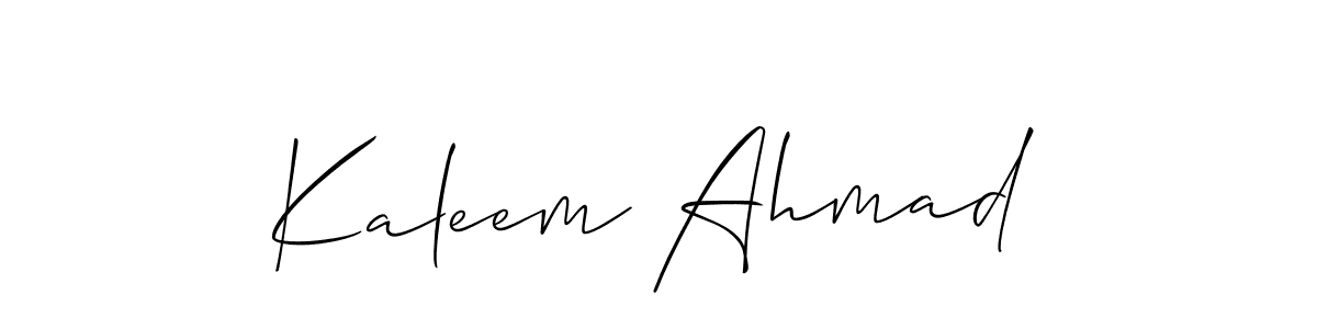 The best way (Allison_Script) to make a short signature is to pick only two or three words in your name. The name Kaleem Ahmad include a total of six letters. For converting this name. Kaleem Ahmad signature style 2 images and pictures png