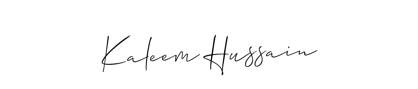 Allison_Script is a professional signature style that is perfect for those who want to add a touch of class to their signature. It is also a great choice for those who want to make their signature more unique. Get Kaleem Hussain name to fancy signature for free. Kaleem Hussain signature style 2 images and pictures png