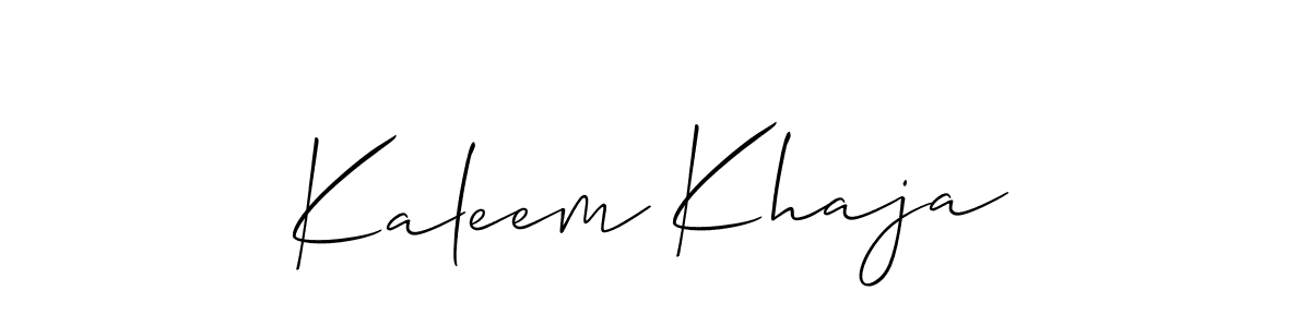 You should practise on your own different ways (Allison_Script) to write your name (Kaleem Khaja) in signature. don't let someone else do it for you. Kaleem Khaja signature style 2 images and pictures png