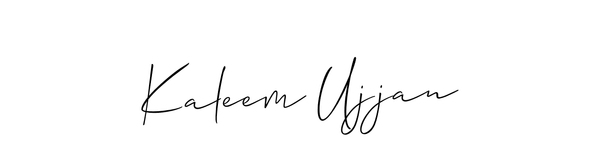 Make a beautiful signature design for name Kaleem Ujjan. With this signature (Allison_Script) style, you can create a handwritten signature for free. Kaleem Ujjan signature style 2 images and pictures png