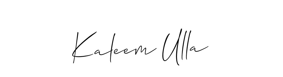 The best way (Allison_Script) to make a short signature is to pick only two or three words in your name. The name Kaleem Ulla include a total of six letters. For converting this name. Kaleem Ulla signature style 2 images and pictures png