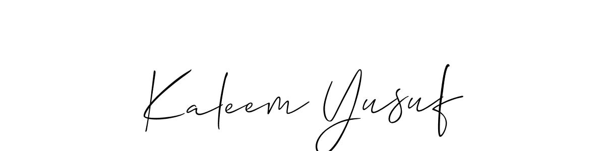 It looks lik you need a new signature style for name Kaleem Yusuf. Design unique handwritten (Allison_Script) signature with our free signature maker in just a few clicks. Kaleem Yusuf signature style 2 images and pictures png